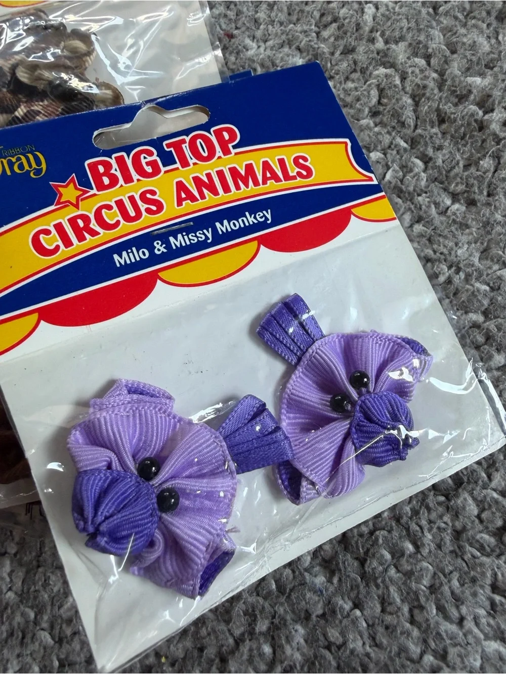 Lot of 7 Vintage Offray Big Top Circus Animals Ribbon Accessories - New